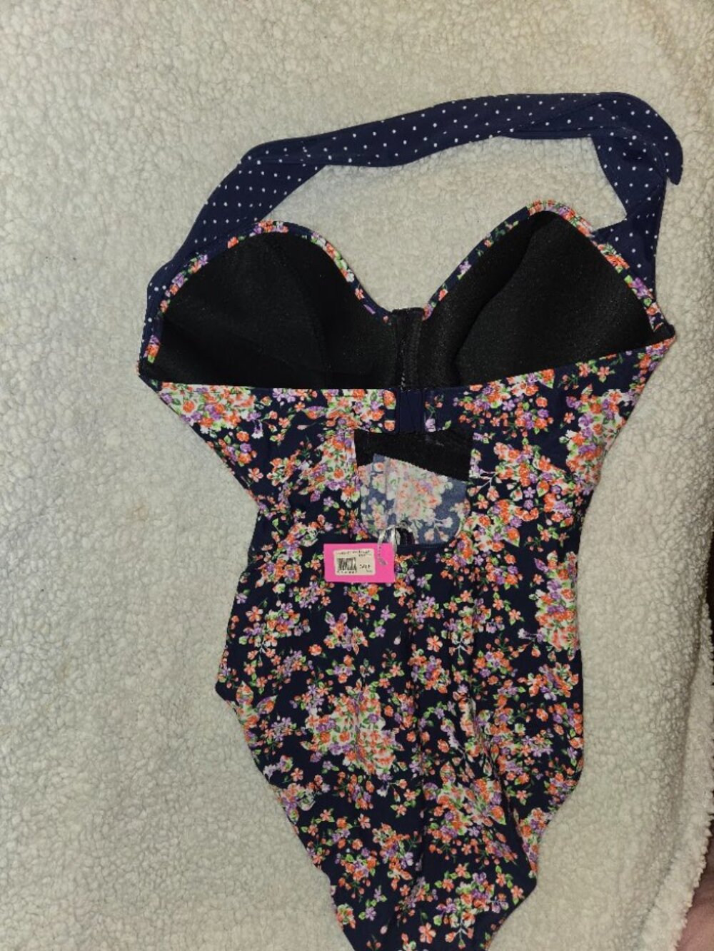 NWT Figleaves Floral Underwire Halter One Piece Swimsuit 34FF Full Bust - Picture 3 of 5